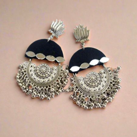 Black Heavy Oxidized Jhumka Earrings